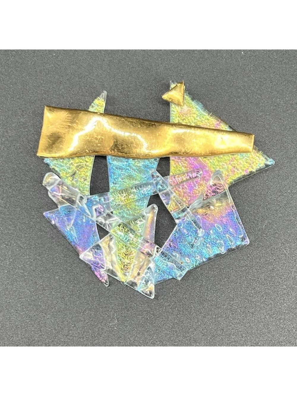 Vintage Vivian Shimoyama Breaking the Glass Ceiling Large Brooch Iridescent Art